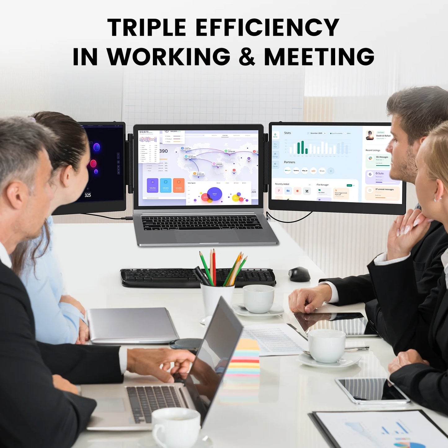 Tlscon Laptop Screen Display Extender, 14 Inch 1080P FHD Portable Monitor with Built-in Stand and Dual Speakers for 13''-16.1'' Laptops, Plug and Play, Compatible with Winds, MacOS, Chrome, PS