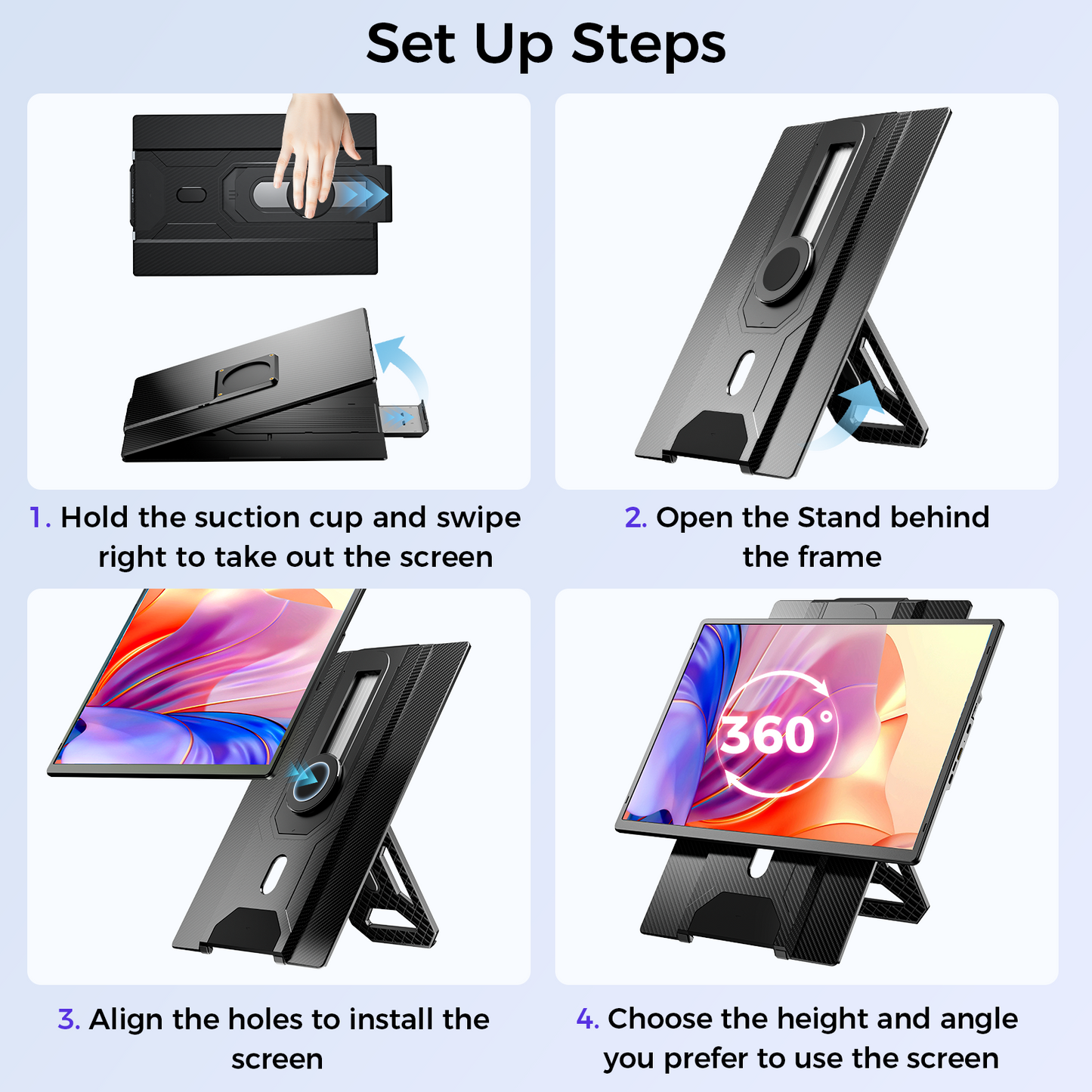 Tlscon 16.1" Laptop Screen Extender , IPS 1200P Portable Monitor, Up and Down Adjustable and 360°Rotating Detachable Stand,Extender for Laptop 13-17.5", Plug-Play for Mac/OS/Wins/Chrome/Dex