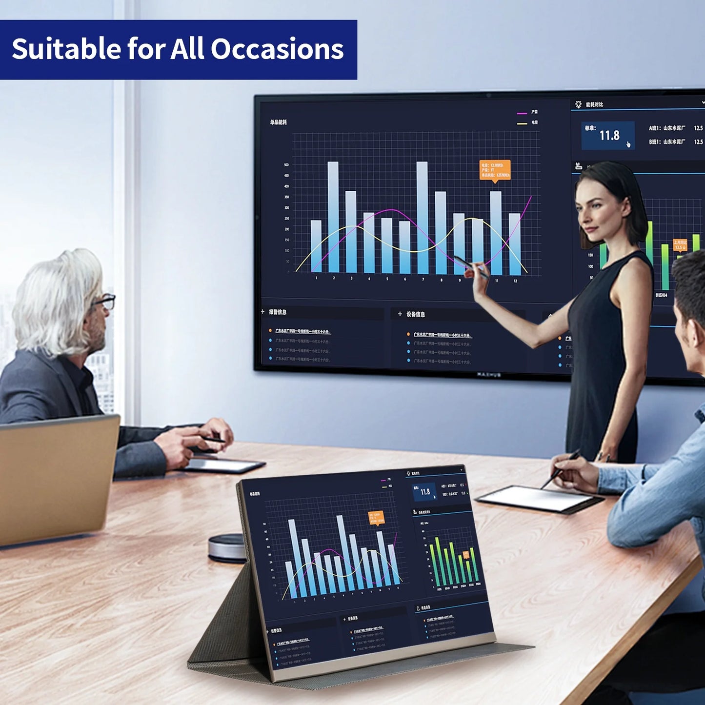 Tlscon Portable Monitor, 15.6" FHD 1080P HDR Laptop Screen Extender Plug and Play External Monitor with Smart Cover for PC, Mac, Xbox, PS5