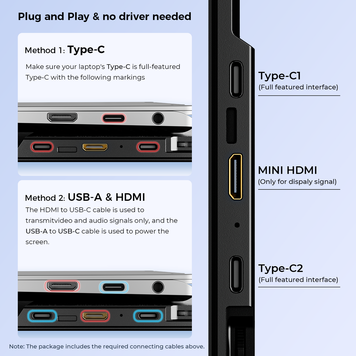 Tlscon 16.1" Laptop Screen Extender , IPS 1200P Portable Monitor, Up and Down Adjustable and 360°Rotating Detachable Stand,Extender for Laptop 13-17.5", Plug-Play for Mac/OS/Wins/Chrome/Dex