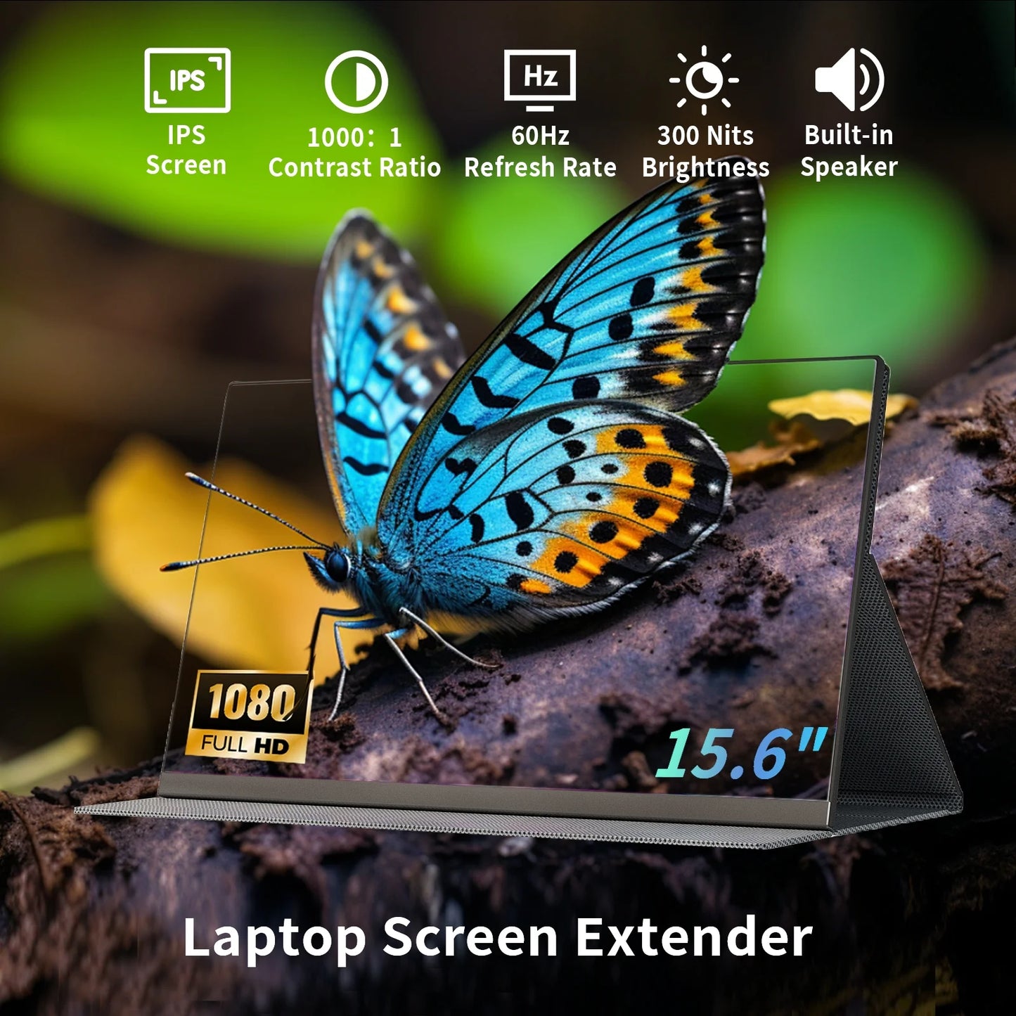 Tlscon Portable Monitor, 15.6" FHD 1080P HDR Laptop Screen Extender Plug and Play External Monitor with Smart Cover for PC, Mac, Xbox, PS5