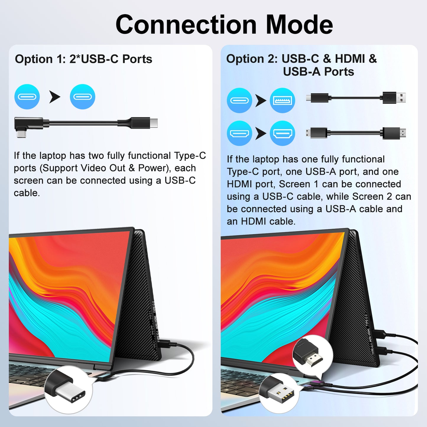 Tlscon Laptop Screen Extender Portable Monitor, 14" 1080P IPS Screen, Monitor Extender for Laptop, Fit for 13-17.3" Laptop, Plug & Play Compatiable with Windows/Mac/Chrome/Android/Switch