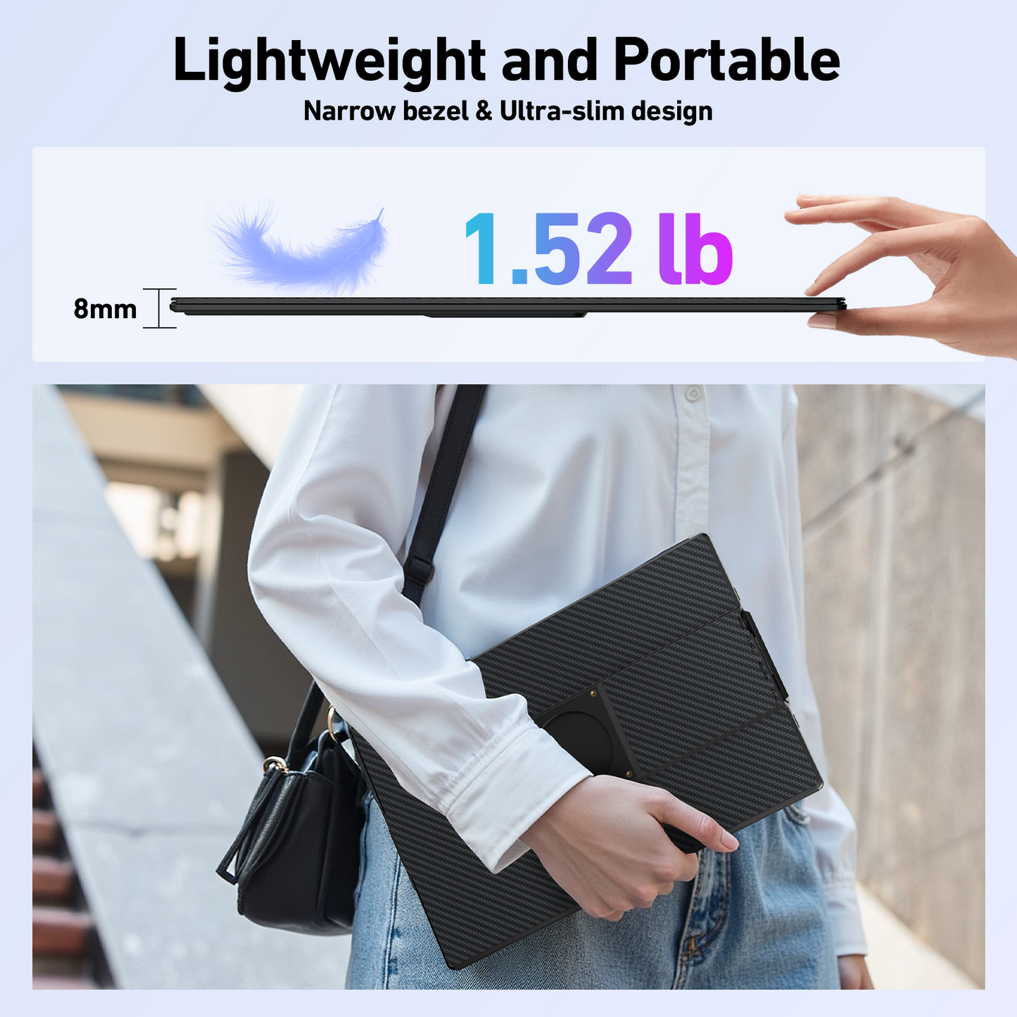 Tlscon 16.1" Laptop Screen Extender , IPS 1200P Portable Monitor, Up and Down Adjustable and 360°Rotating Detachable Stand,Extender for Laptop 13-17.5", Plug-Play for Mac/OS/Wins/Chrome/Dex
