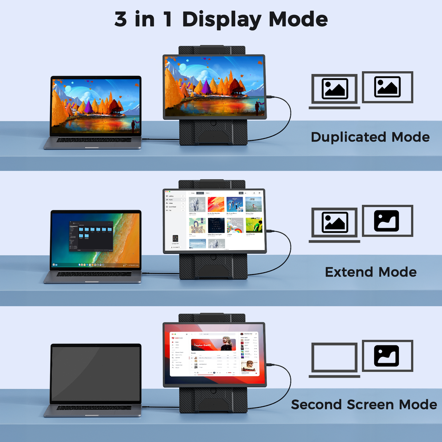 Tlscon 16.1" Laptop Screen Extender , IPS 1200P Portable Monitor, Up and Down Adjustable and 360°Rotating Detachable Stand,Extender for Laptop 13-17.5", Plug-Play for Mac/OS/Wins/Chrome/Dex