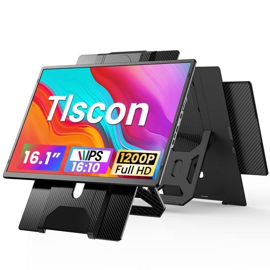 Tlscon 16.1" Laptop Screen Extender , IPS 1200P Portable Monitor, Up and Down Adjustable and 360°Rotating Detachable Stand,Extender for Laptop 13-17.5", Plug-Play for Mac/OS/Wins/Chrome/Dex