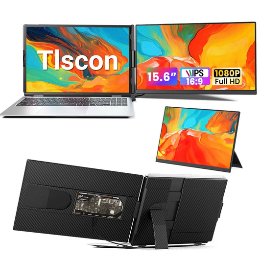 Tlscon 15.6 inch FHD 1080P IPS Laptop Screen Extender, Detachable Portable Monitor with Breathing Light, Plug and Play Compatible with Windows/Mac/Android/Switch/PS5