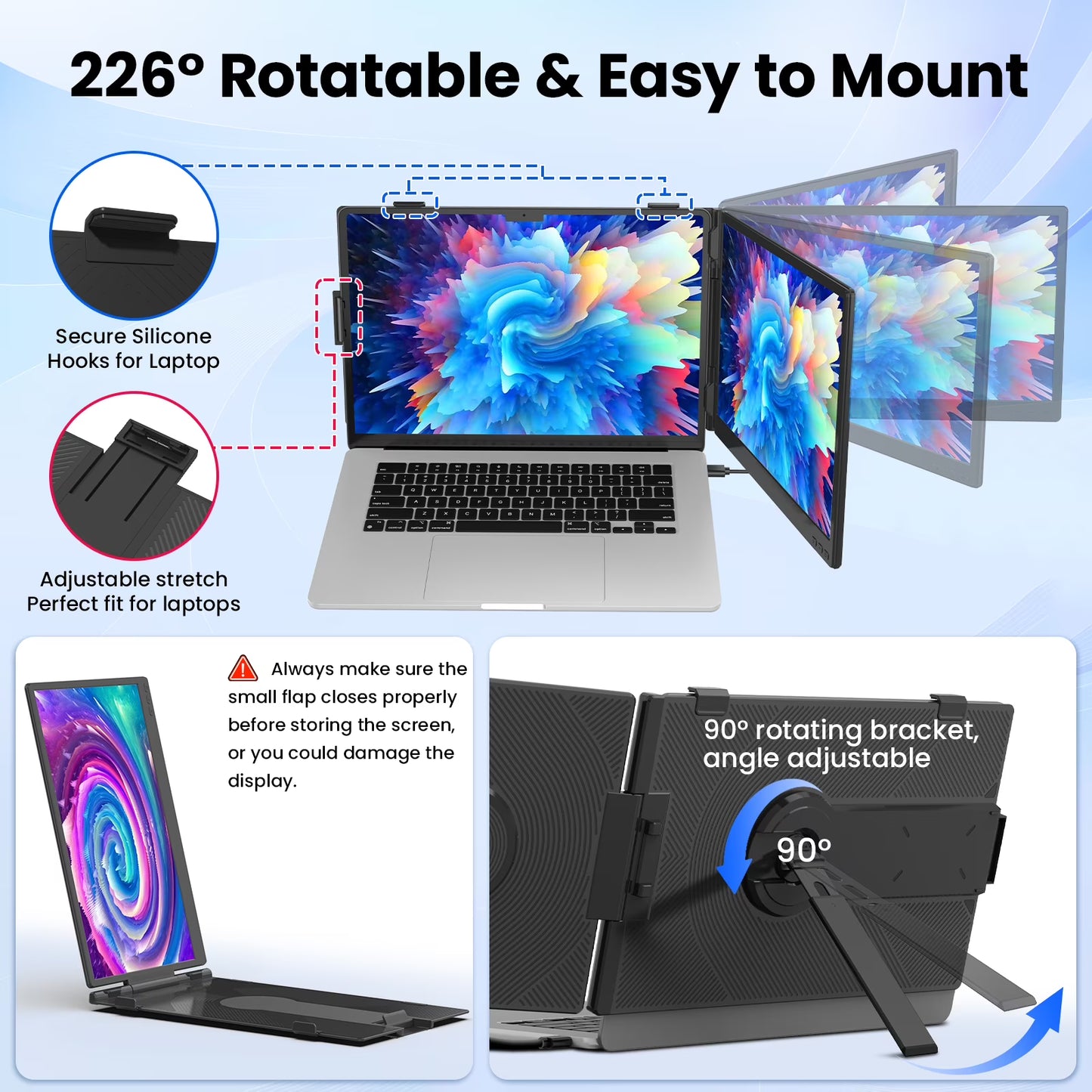 Tlscon laptop screen extender 14” FHD 1080P, Ultra-light and ultra-thin portable monitor, Laptop Monitor Extender for 13-17.3" Laptops, Plug & Play Travel Monitor Extender Compatible with Windows/Mac