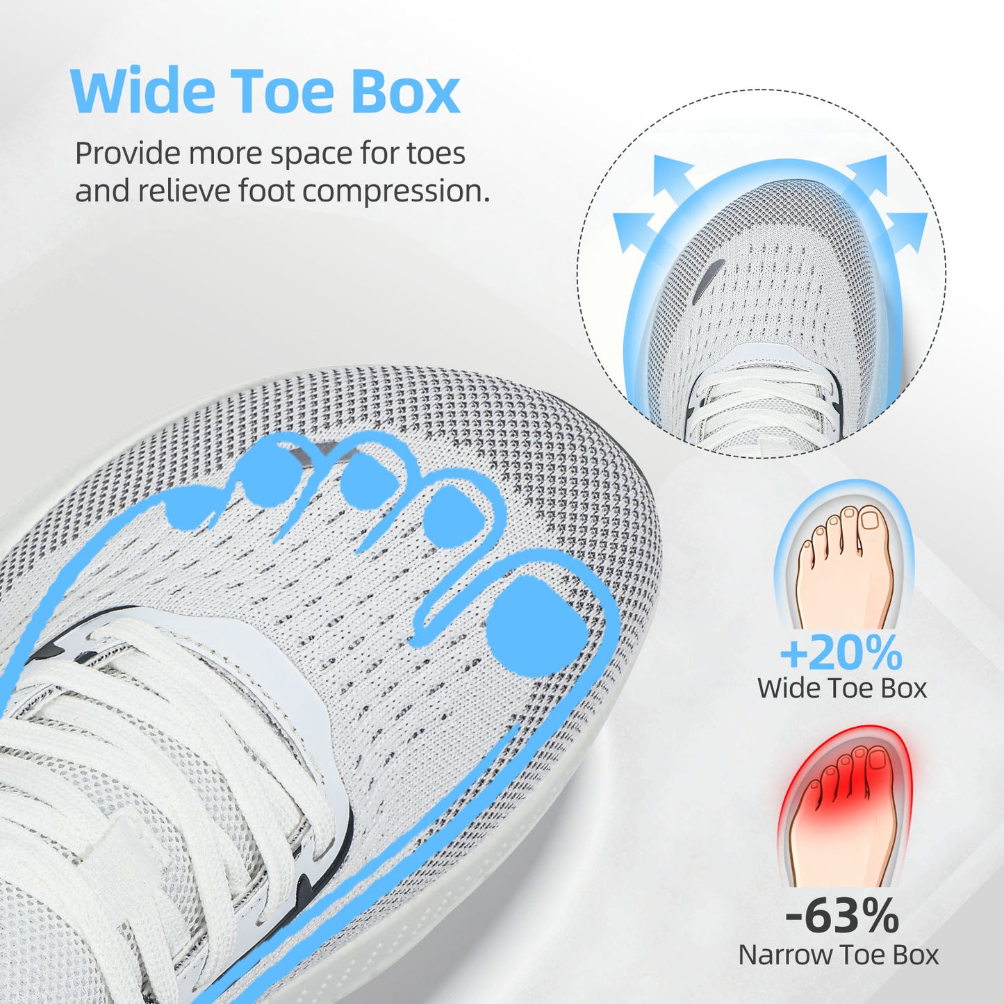 Fidabo Wide Toe Box Walking Shoes for Women, Zero Drop Arch Sneakers, Breathable Cushioned & Non-Slip, Sports Shoes for Running, Tennis, & Fitness