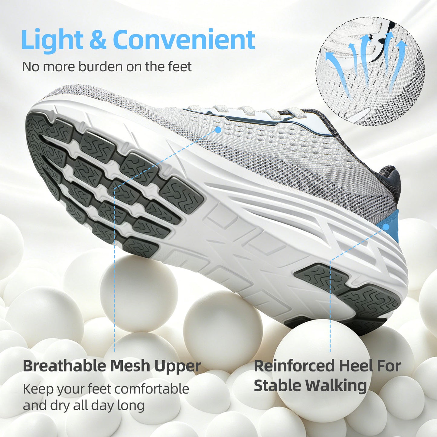 Fidabo Wide Toe Box Walking Shoes for Women, Zero Drop Arch Sneakers, Breathable Cushioned & Non-Slip, Sports Shoes for Running, Tennis, & Fitness
