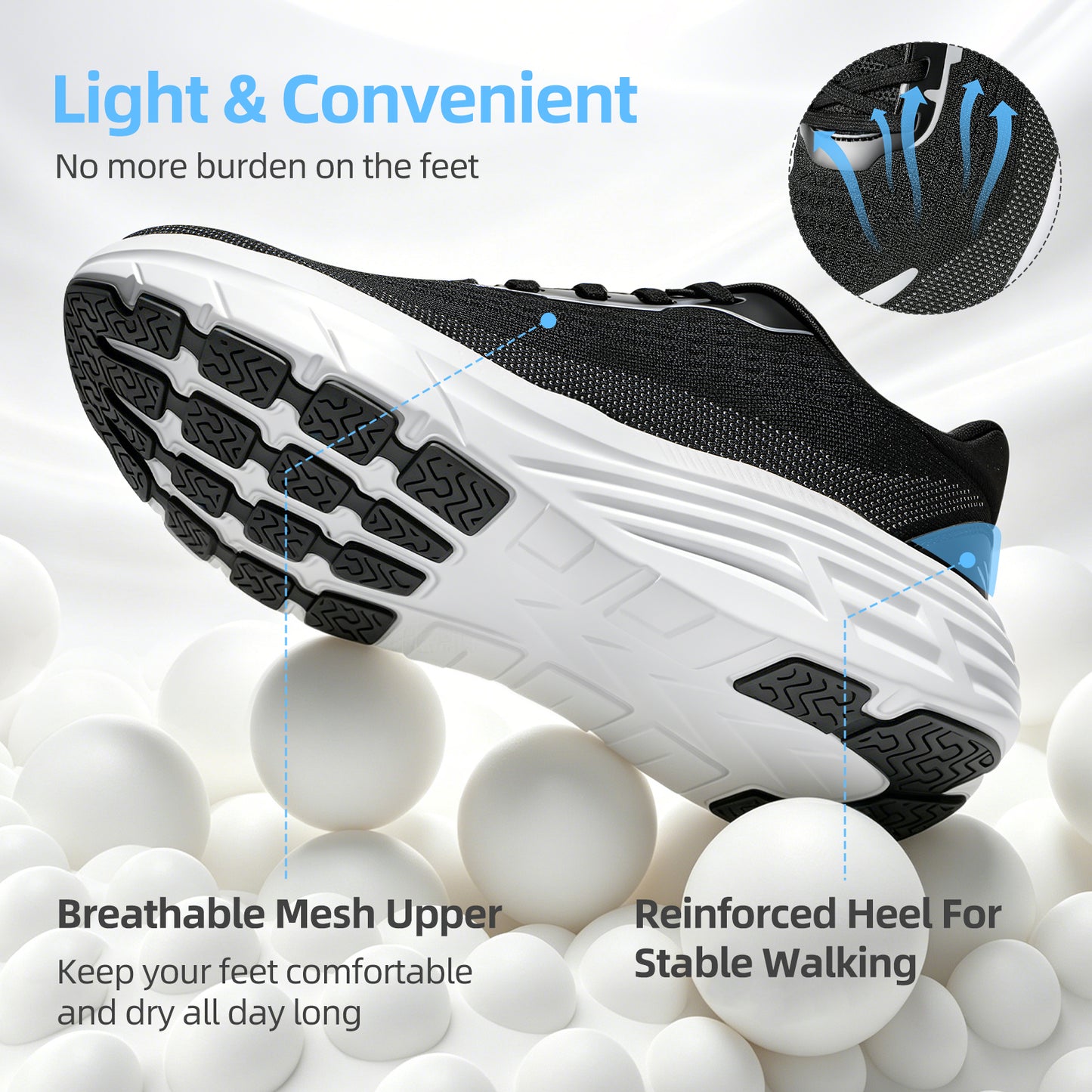 Fidabo Wide Toe Box Walking Shoes for Women, Zero Drop Arch Sneakers, Breathable Cushioned & Non-Slip, Sports Shoes for Running, Tennis, & Fitness