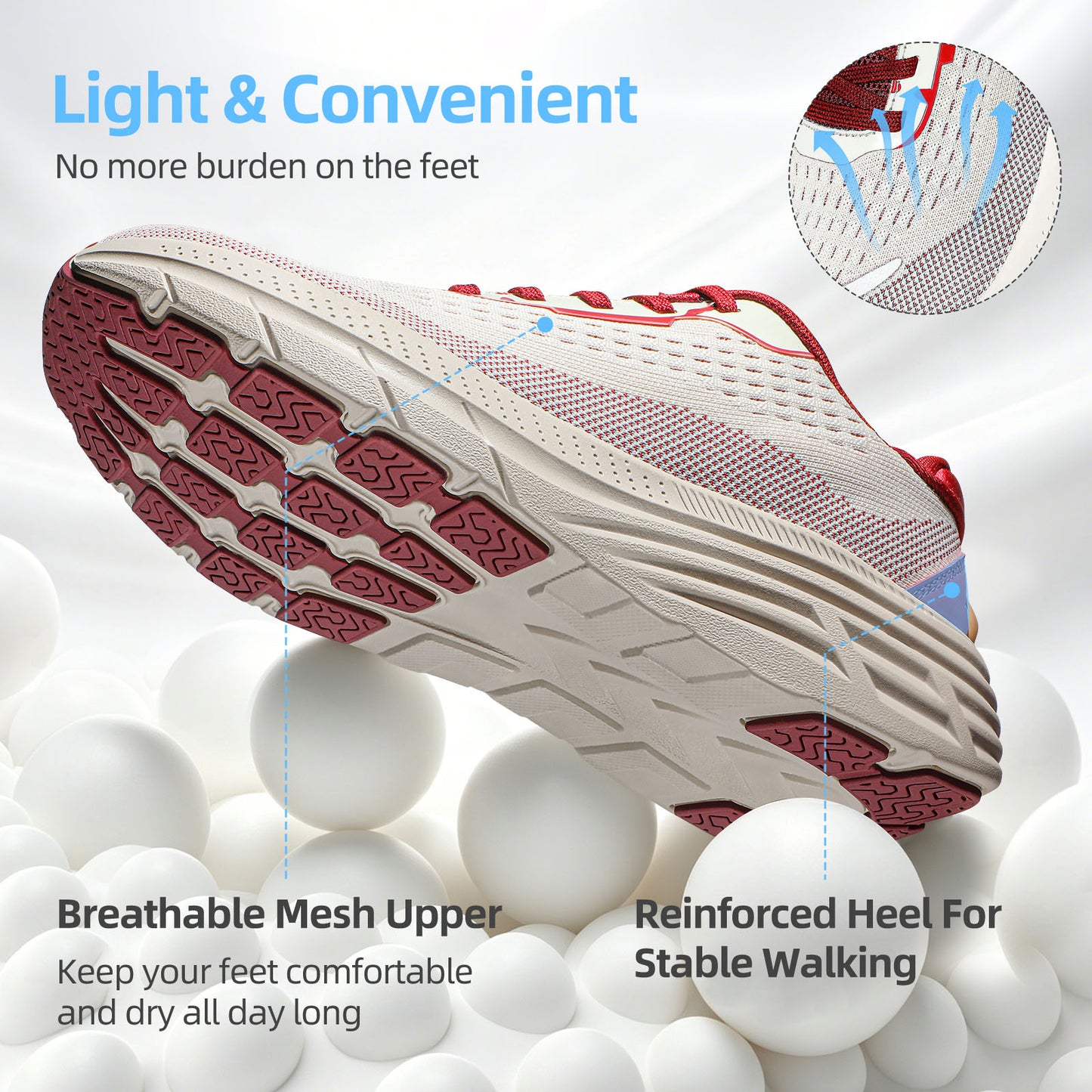 Fidabo Wide Toe Box Walking Shoes for Women, Zero Drop Arch Sneakers, Breathable Cushioned & Non-Slip, Sports Shoes for Running, Tennis, & Fitness