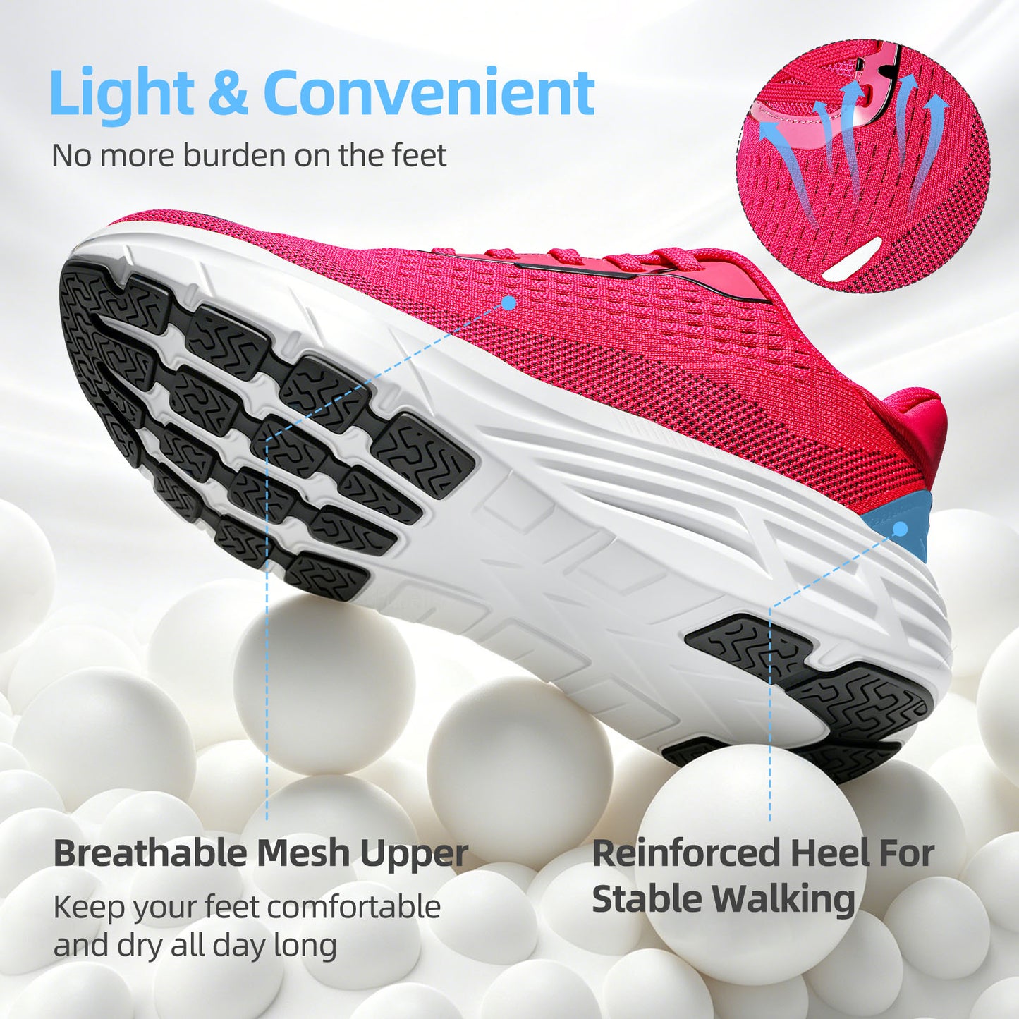 Fidabo Wide Toe Box Walking Shoes for Women, Zero Drop Arch Sneakers, Breathable Cushioned & Non-Slip, Sports Shoes for Running, Tennis, & Fitness