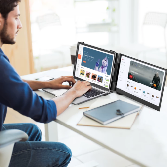 Tlscon Laptop Screen Extender, Ultra-Thin 14" FHD 1080P Portable Monitor for Laptop, 1.3lbs Lightweight Dual Monitor Extender Plug & Play for 13"-17" Laptops, Compatible with Wins/Mac/Android/Chrome