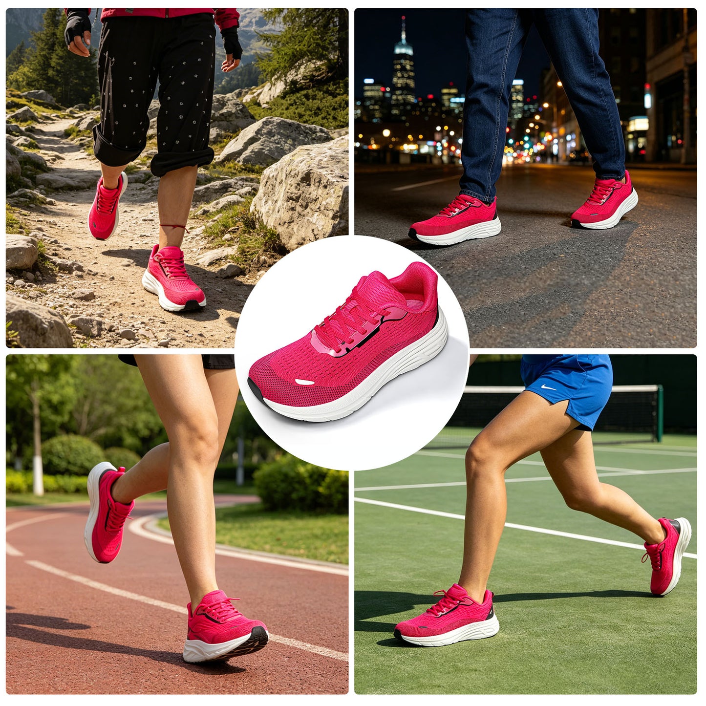 Fidabo Wide Toe Box Walking Shoes for Women, Zero Drop Arch Sneakers, Breathable Cushioned & Non-Slip, Sports Shoes for Running, Tennis, & Fitness