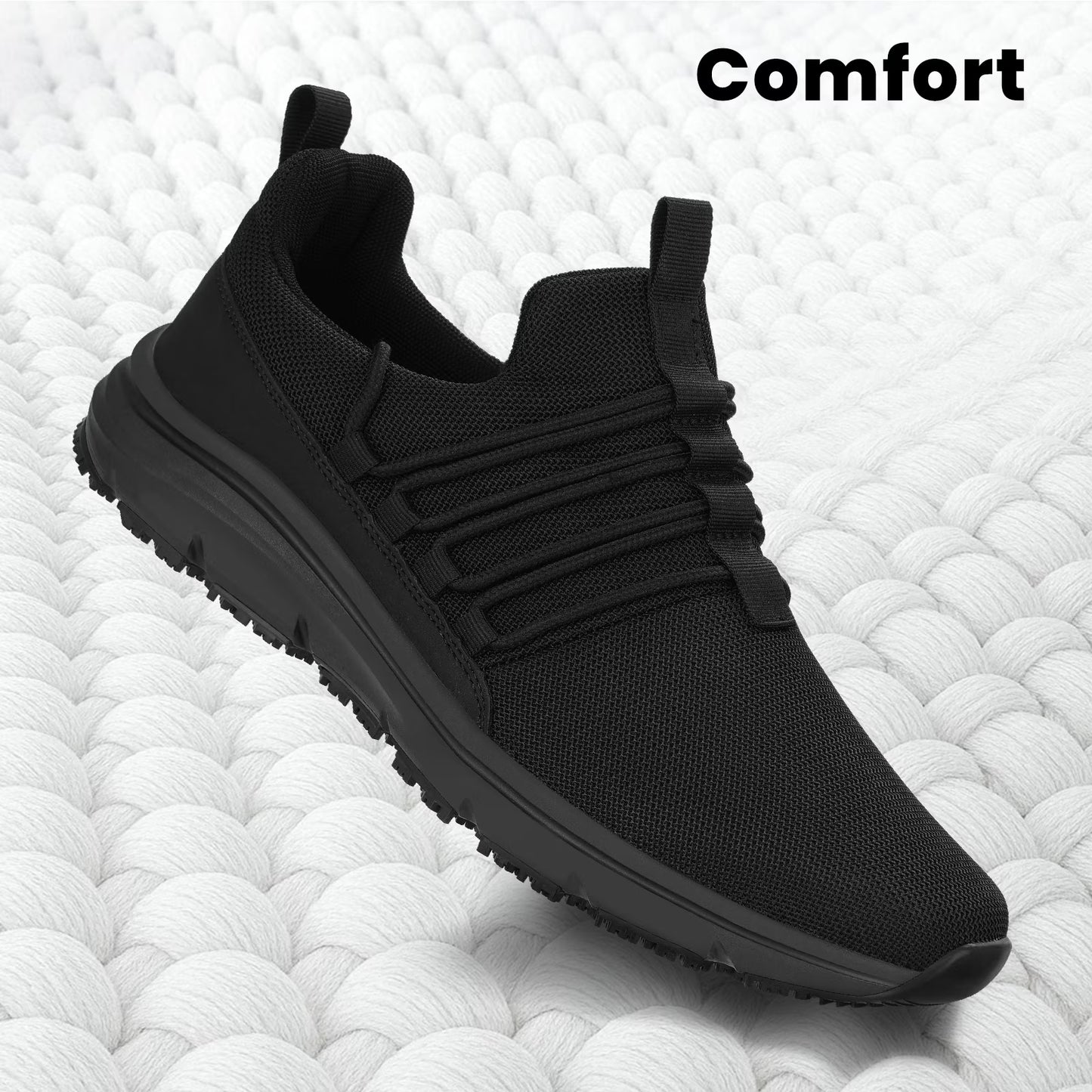 Fidabo Men's Non-Slip Work Shoes Waterproof Chef Shoes for Kitchen Restaurant Hospital Staff Lightweight Walking Sneakers Breathable and Easy-Clean Slip-On Design