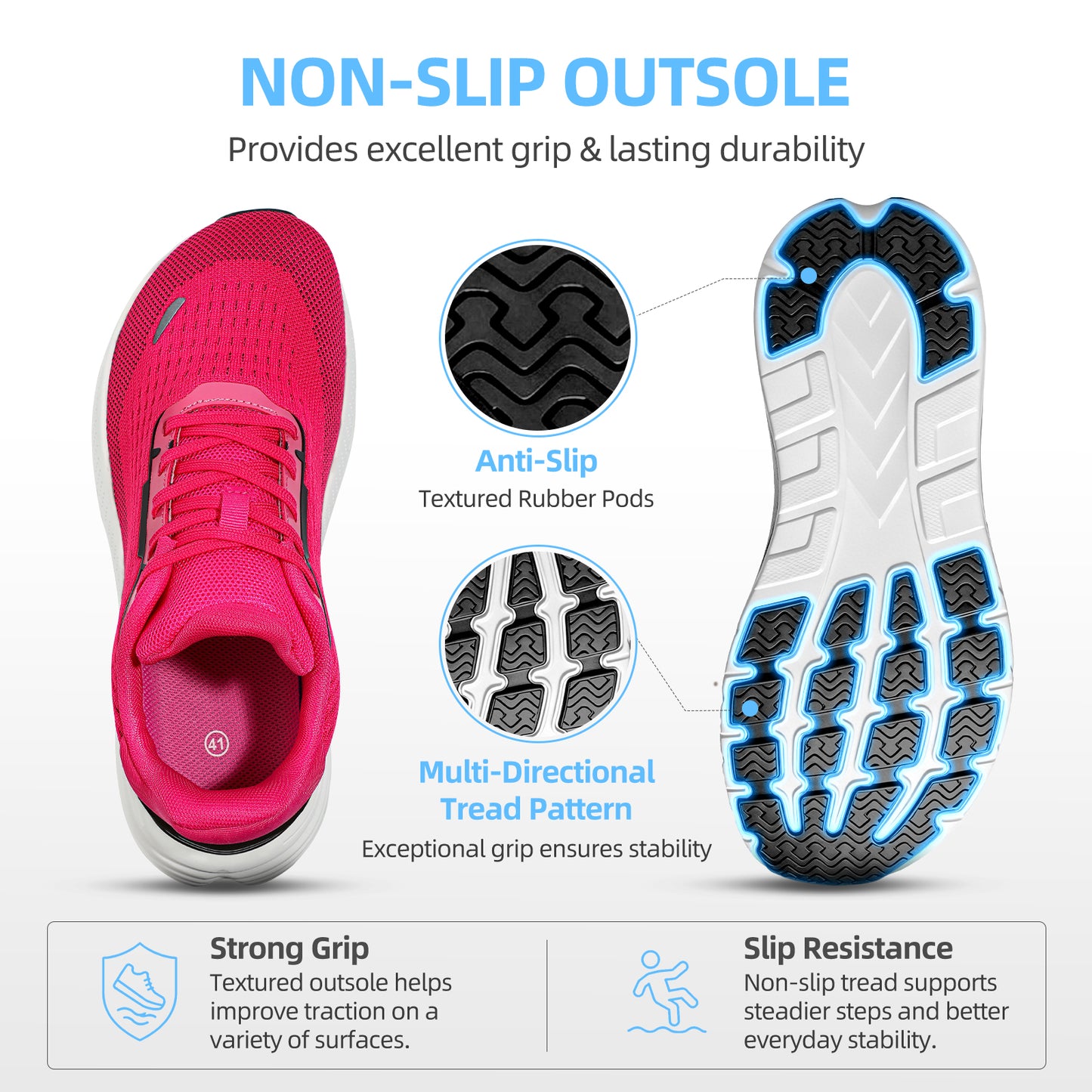Fidabo Wide Toe Box Walking Shoes for Women, Zero Drop Arch Sneakers, Breathable Cushioned & Non-Slip, Sports Shoes for Running, Tennis, & Fitness