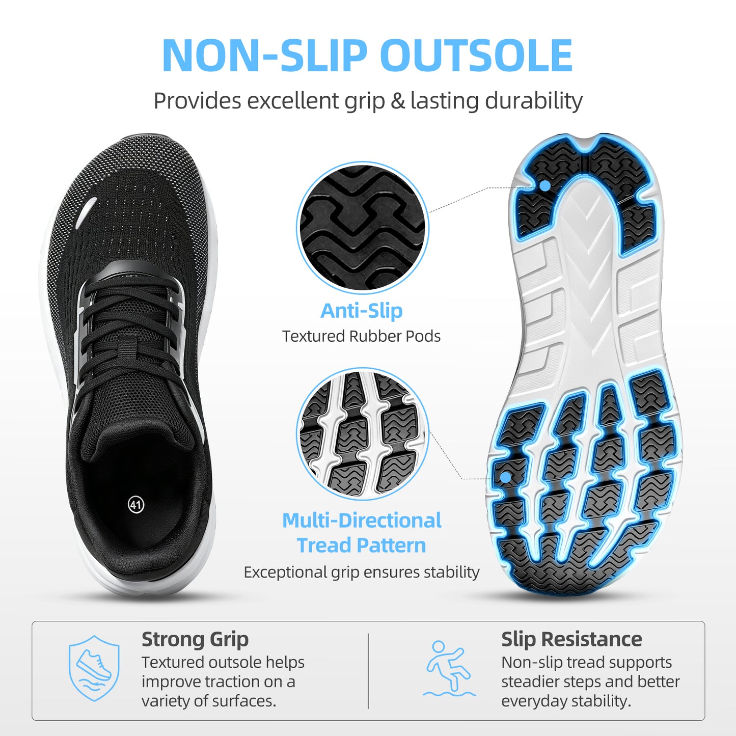 Fidabo Wide Toe Box Walking Shoes for Women, Zero Drop Arch Sneakers, Breathable Cushioned & Non-Slip, Sports Shoes for Running, Tennis, & Fitness