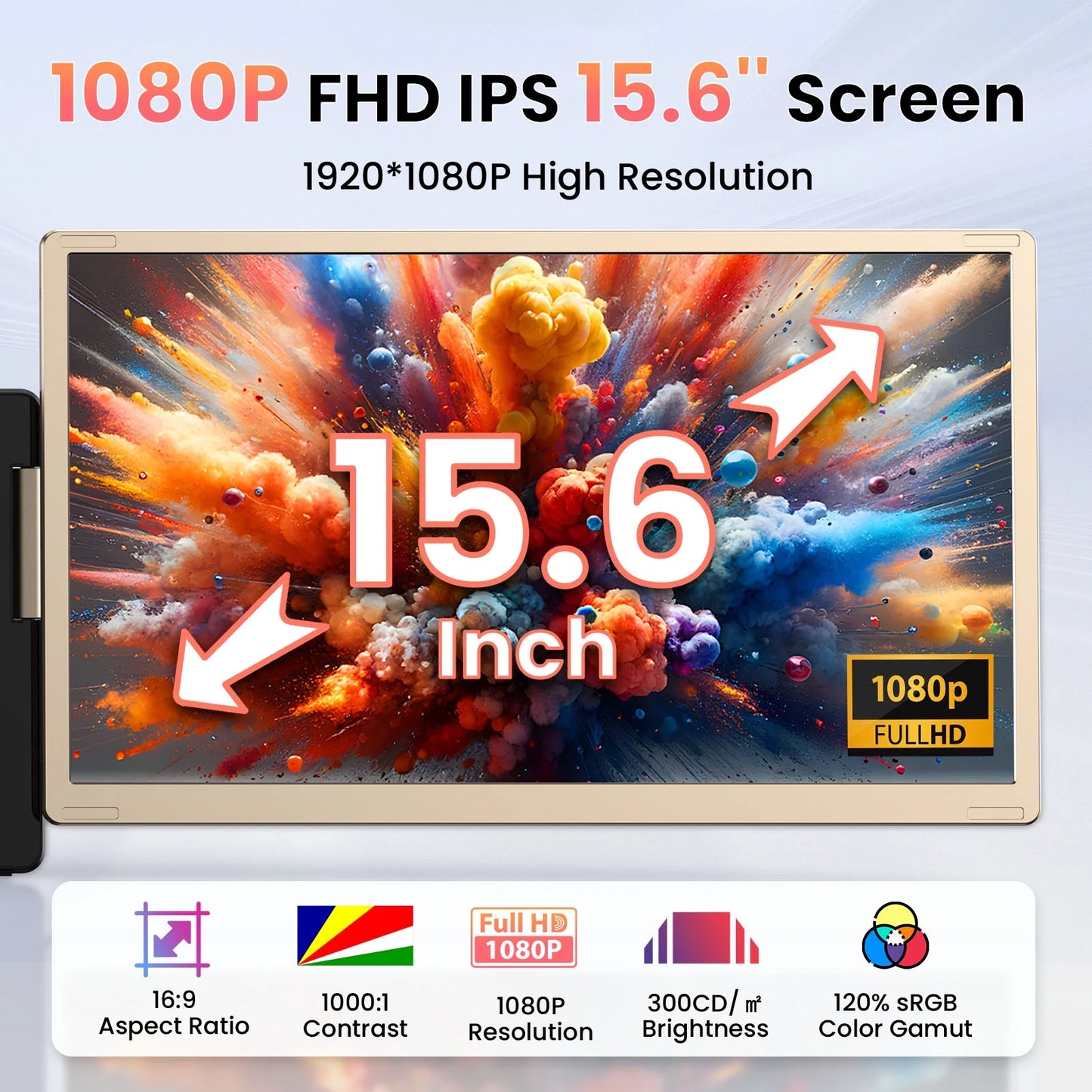 Tlscon 15.6" Laptop Screen Extender, FHD 1080P IPS Triple Portable Laptop Monitor Extender with Hub USB HDMI Plug-Play for Mac, Windows, Chrome, Android, Fits All Laptops