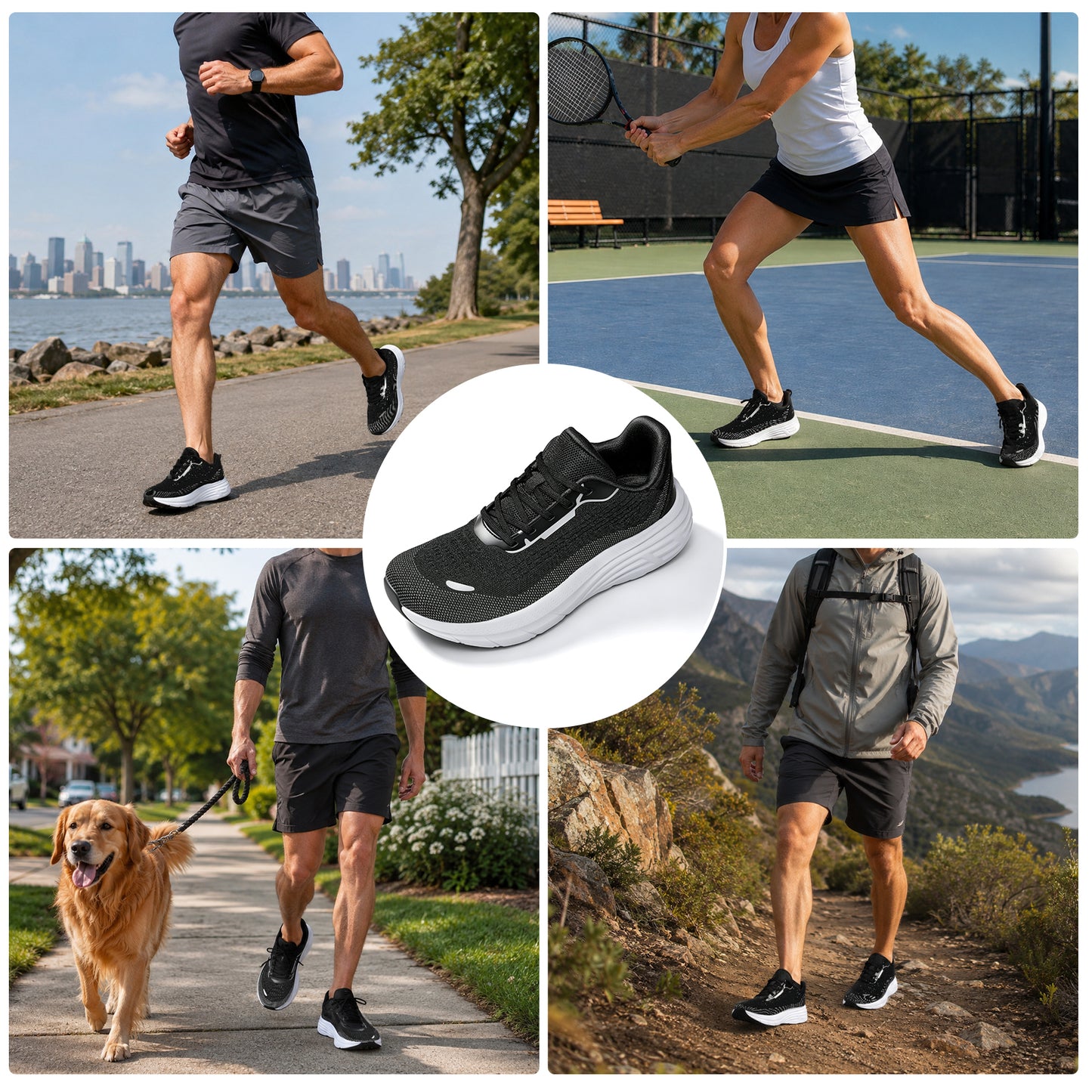 Fidabo Wide Toe Box Walking Shoes for Women, Zero Drop Arch Sneakers, Breathable Cushioned & Non-Slip, Sports Shoes for Running, Tennis, & Fitness