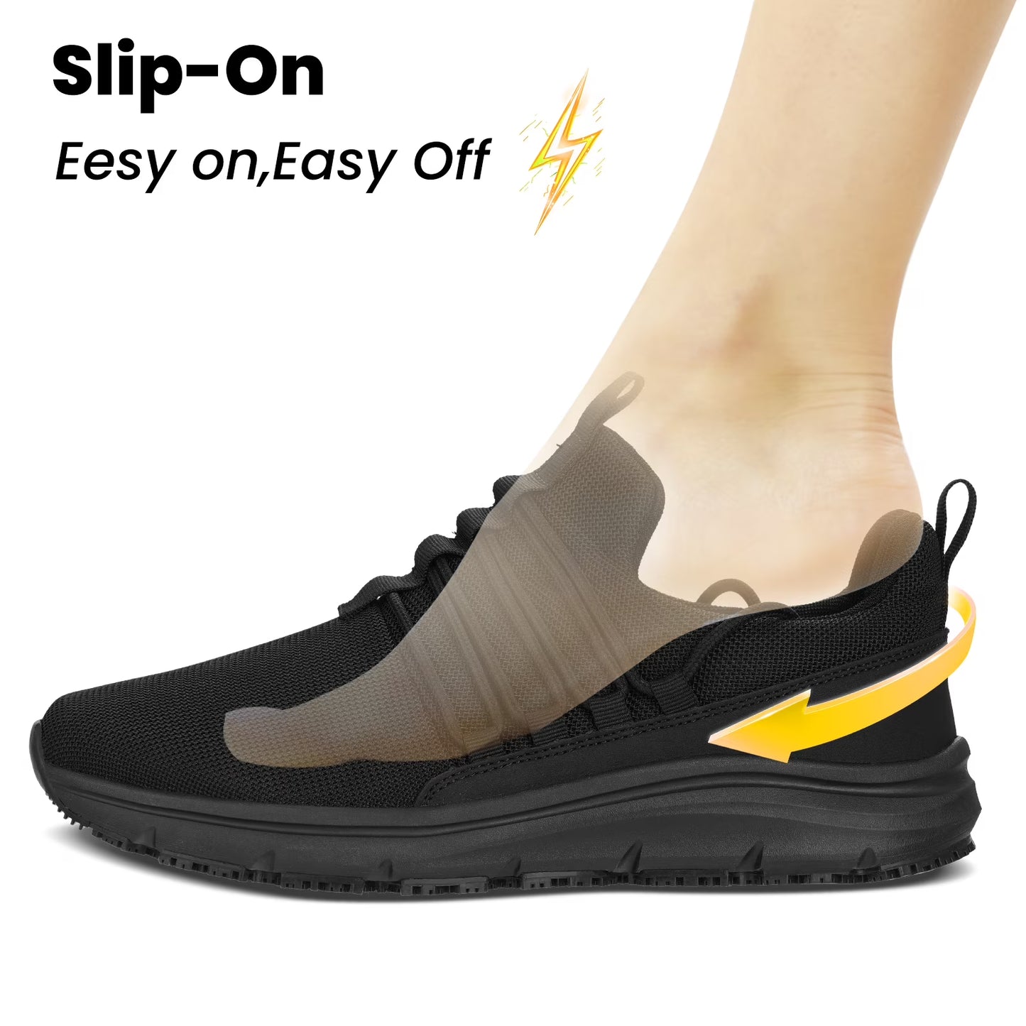 Fidabo Men's Non-Slip Work Shoes Waterproof Chef Shoes for Kitchen Restaurant Hospital Staff Lightweight Walking Sneakers Breathable and Easy-Clean Slip-On Design