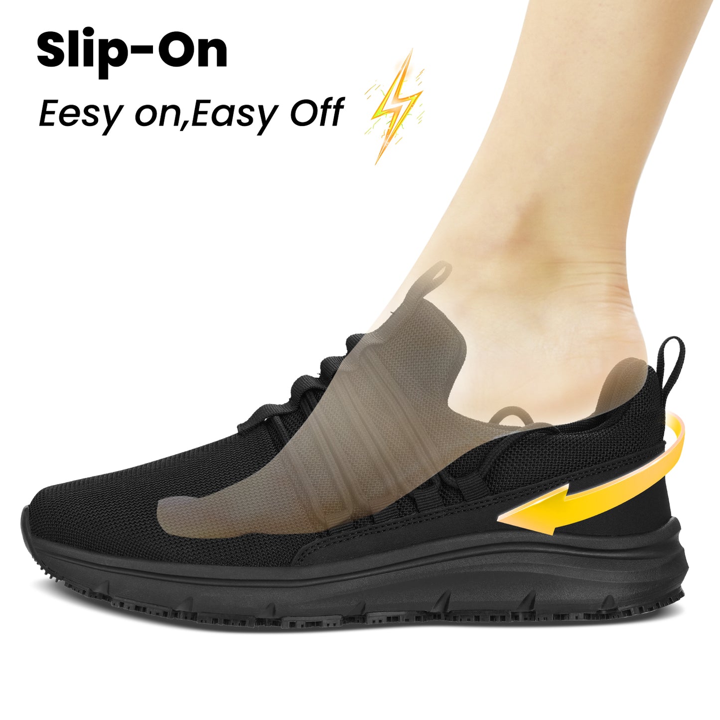 Fidabo Men's Non-Slip Work Shoes Waterproof Chef Shoes for Kitchen Restaurant Hospital Staff Lightweight Walking Sneakers Breathable and Easy-Clean Slip-On Design
