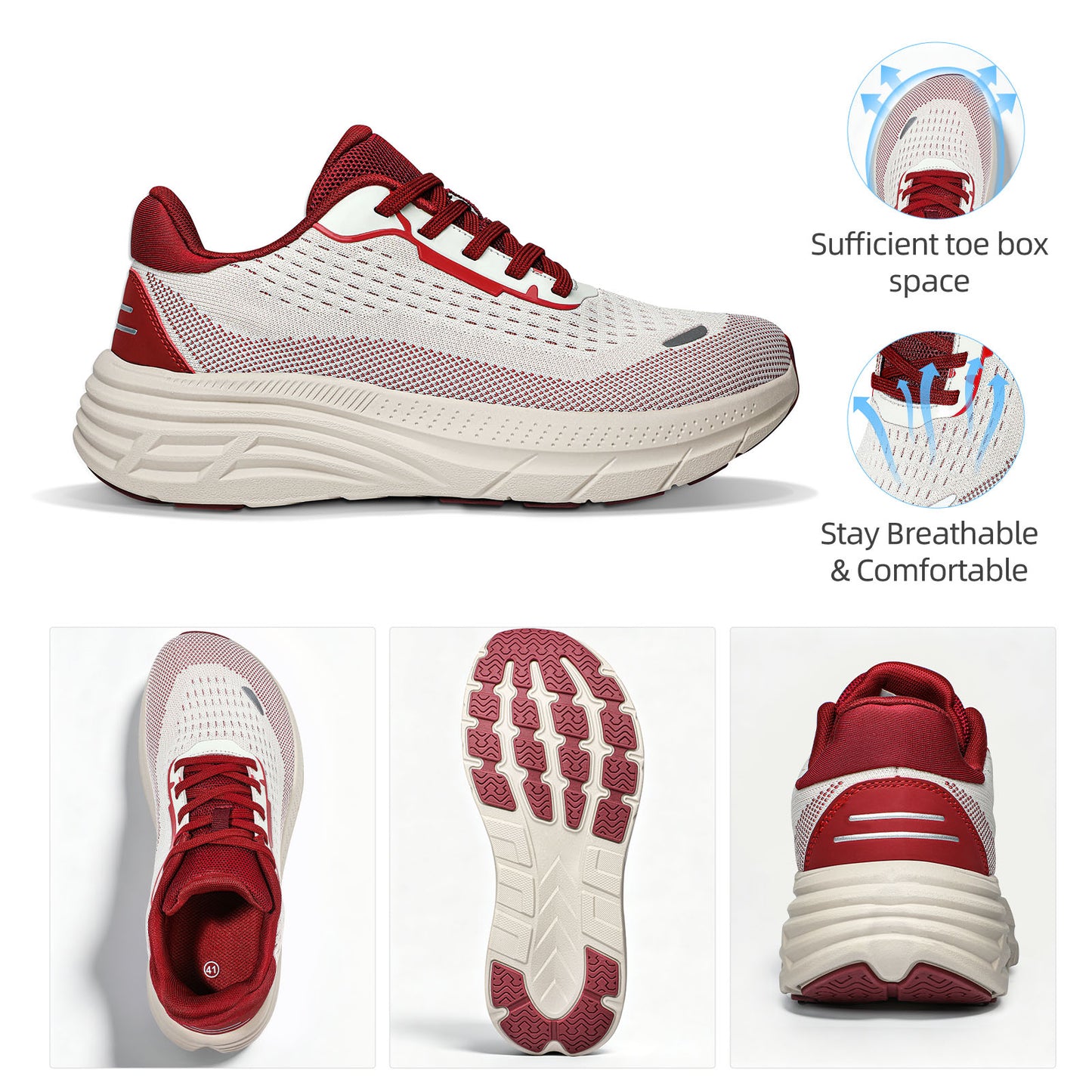 Fidabo Wide Toe Box Walking Shoes for Women, Zero Drop Arch Sneakers, Breathable Cushioned & Non-Slip, Sports Shoes for Running, Tennis, & Fitness