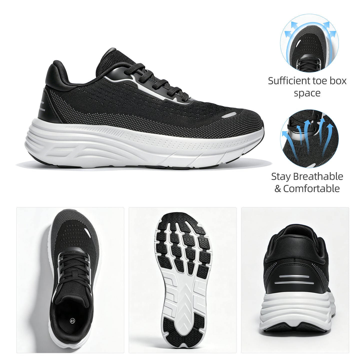 Fidabo Wide Toe Box Walking Shoes for Women, Zero Drop Arch Sneakers, Breathable Cushioned & Non-Slip, Sports Shoes for Running, Tennis, & Fitness