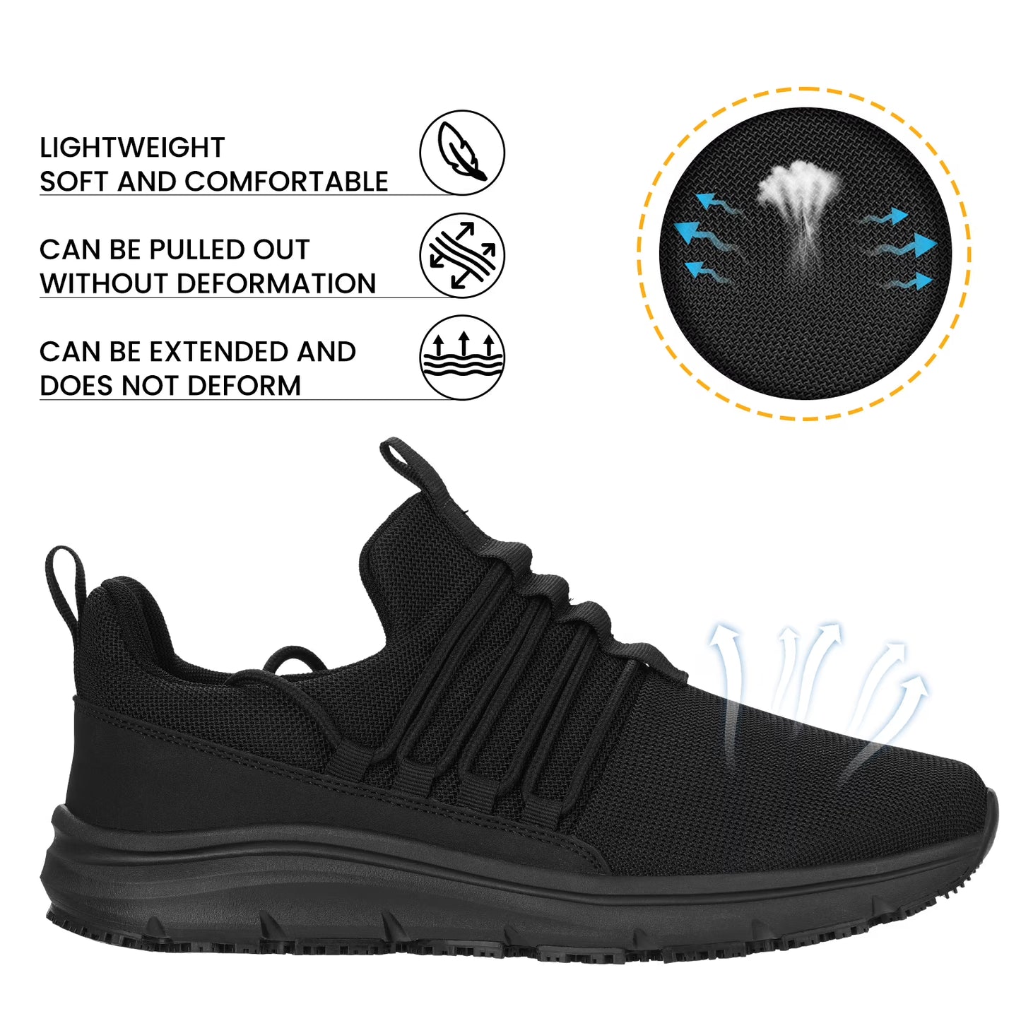 Fidabo Men's Non-Slip Work Shoes Waterproof Chef Shoes for Kitchen Restaurant Hospital Staff Lightweight Walking Sneakers Breathable and Easy-Clean Slip-On Design
