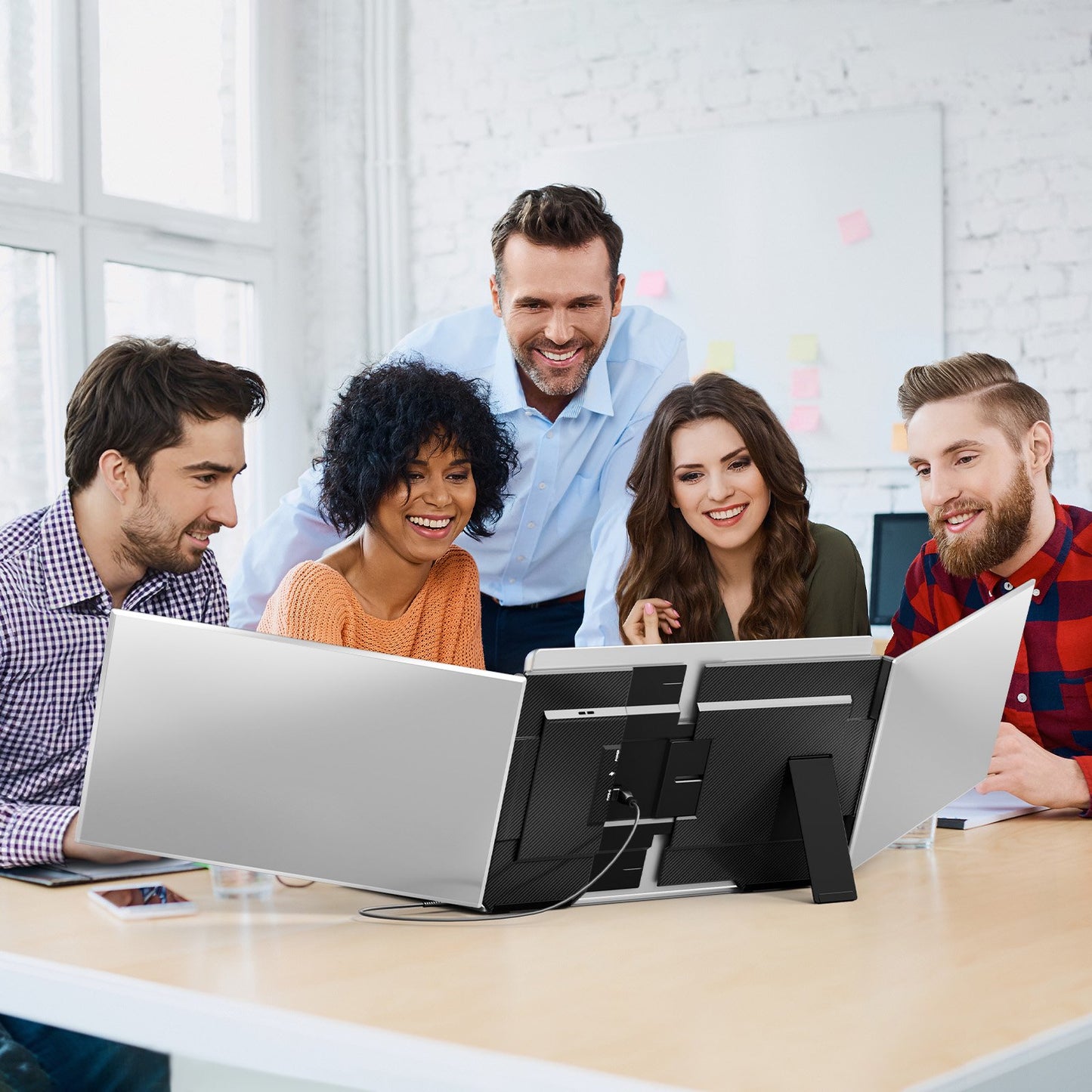 Tlscon One Cable Laptop Screen Extender, 15.6 1080P IPS Triple Screen Laptop Monitor Extender, USB-C/USB-A Connect to Display, Fits for 13–17.3" laptop, Mac/Wins/Android