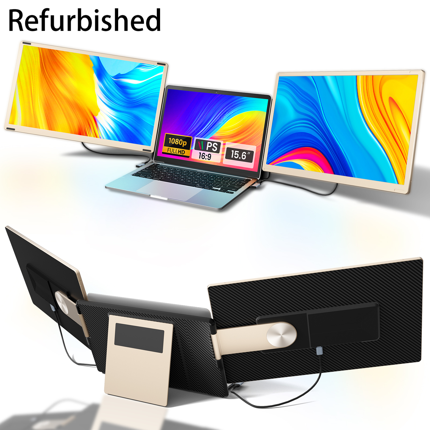 Tlscon 15.6" Laptop Screen Extender, FHD 1080P IPS Screen Extender for Laptop, Triple Laptop Screen Extender Design,Fit for 13"-17.3" Laptops, Plug&Play for Mac, Wins, Android, Chrome